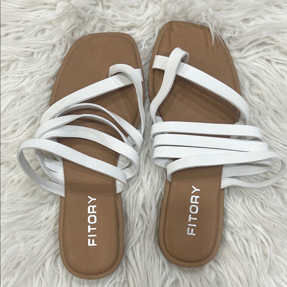 FITORY White Strappy Sandals